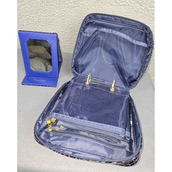 SeneGence Cosmetic Makeup Travel Bag Zipper Case With Mirror Set Faux Crocodile - Picture 14 of 14